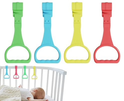 4 Baby-Klimmzug-Ringe – Klimmzug-Ringe Laufstall, Aufstell-Krippen-Ziehringe | Bequemer Baby-Gehassistent und praktischer Babybett-Steh-Ringe, ergonomisches Geh-Trainingswerkzeug (19,6 x 8,4 cm)