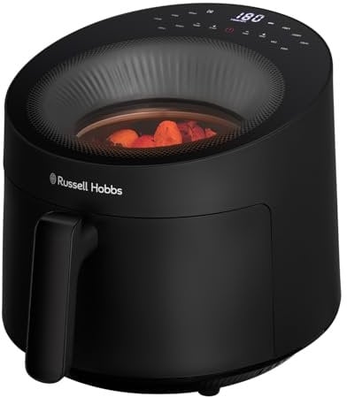 Russell Hobbs Friggitrice ad aria 5 L,10 programmi di cottura,con finestra vetro Panoramica, lavabile in lavastoviglie, senza olio, friggere, grigliare, cuocere al forno, 200°C, Nero, 27420-56