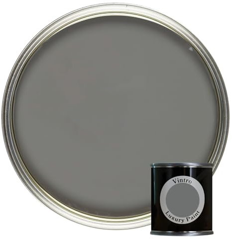 Vintro Paint | Luxury Matt Emulsion | Smooth Chalky Finish | Multi Surface Paint | for Walls, Ceilings, Wood and Metal | 125ml (Dark Grey - Cloudburst)
