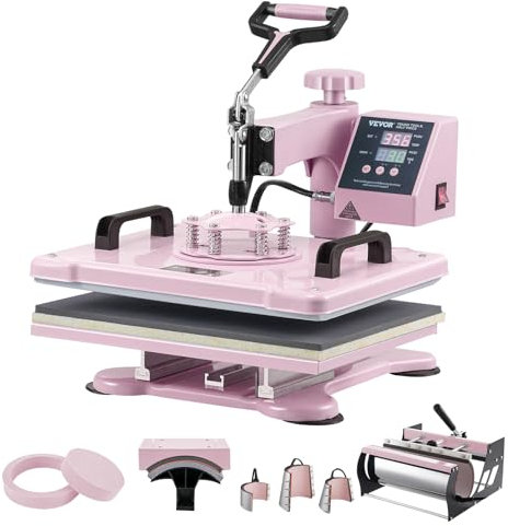 VEVOR 8-in-1 Heat Press Machine Combo with 30 oz Tumbler Press and 12 x 15 Inch Hat Press for T-Shirts, Hats, Caps, Tumblers, Glass Cans, Mugs and Plates