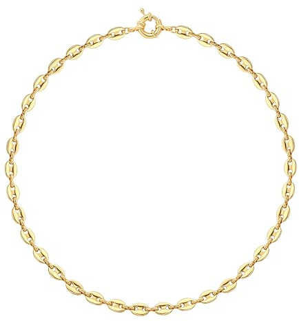 Aobei Pearl Gold Choker Necklace for Women Dainty 18K Gold Plated Coffee Bean Necklace Thick Chain Collar Necklace