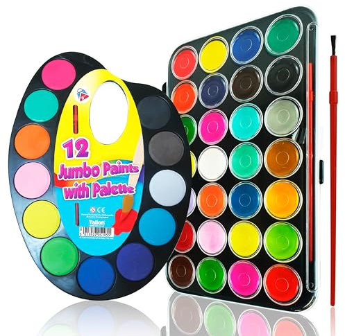 43 Pack Water Colour Paints Sets Kids, Watercolour Palettes with Paintbrush, Travel watercolour Set for Artists, Painting Kit Art Supplies, Non-Toxic Water Colours for Painting Lover Kids 3+ Years