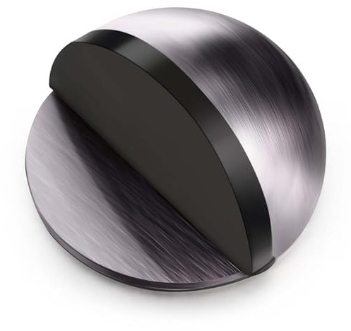 Hotop Self-Adhesive Floor Door Stoppers Oval Stainless Steel Door Stop Mounted Half Moon Wall Protector with Glues for Hard Floor Glass(Grey,1 Pcs)