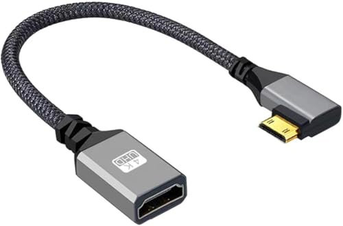 Komost Mini HDMI to HDMI Adapter Cable -Mini HDMI Male to HDMI Female Cord with 4K 60Hz HDR, 3D Support for Raspberry Pi, DSLR Cameras, Laptops | Ideal for Monitors, HDTVs, Projectors (Left)