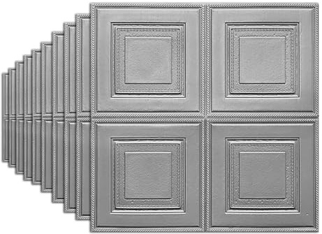 Tarwanear 40pcs Grey Grid Panels for Walls 70 * 70cm Self Adhesive 3D Wall Panels Peel and Stick 3mm Thick Wall Tiles Waterproof Foam Faux Brick for Ceiling Tiles Kitchen Bathroom