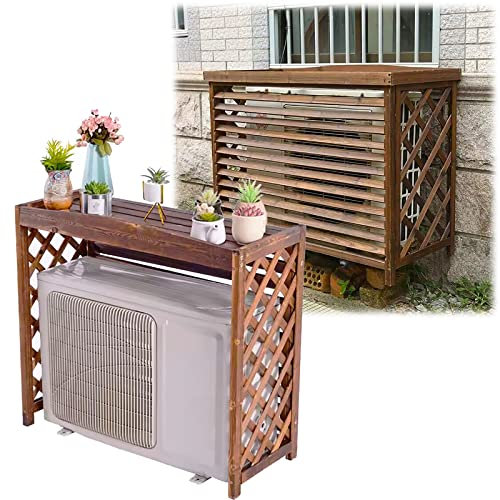 AYCDL Wooden Air Conditioner Cover, Outdoor Air Conditioner Rack Privacy Screen Flower Rack, Divider Protective Grilles Protective Cover For Air Conditioners And Heat Pum,85x32x70cm
