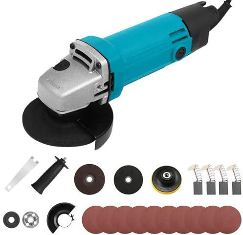 Electric Angle Grinder 9 Inch 100mm, 850W with 2 Angle Grinding Disc Multifuction Corded Electric Angle Grinder for Tile Soft Metal Grinding Polishing Blue