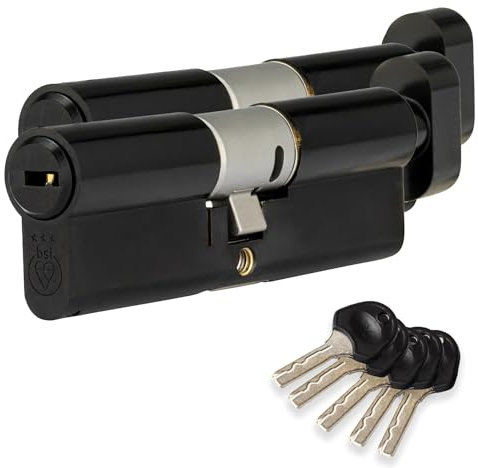 Cylinder LockColossus Matt Black 3 Star Kitemarked Keyed Alike Euro Cylinder Lock 55EX/45T (100mm), British Standard TS007 Anti-Snap Barrel Lock, Upvc Door Lock.(45/55T)