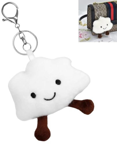 LiJuanWang Wolken Schlüsselanhänger,Niedliche Plüsch Wolken-Anhänger,Lustiger Schlüsselanhänger mit lächelnder Wolke,für Taschen,Rucksäcke,Geldbörsen,Geschenke schlüsselanhänger