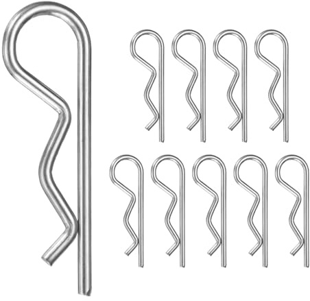 M METERXITY 10-Pack R-Shaped Cotter Pin, M4x80mm Stainless Steel Hairpin Hardware Spring R Clips for Trailer Locking/Trucks/Trucks Lock System, Heavy Retainer Pins