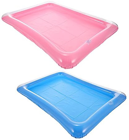 Sosoport 2 piezas Bandeja Inflable de Bebidas para Piscina Enfriador de Verano para Fiestas y Celebraciones Agua Azul y Rosa