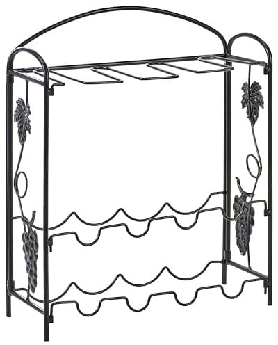 Beliani Industrial Glossy Wine Rack Iron Metal for Bottles and Wine Glasses Black Donegal