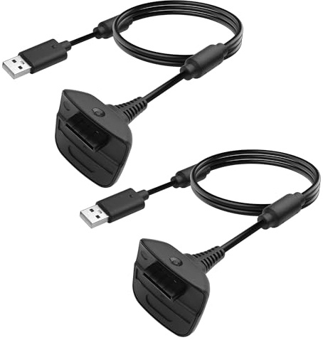 YAODHAOD 2PCS Charging Cable for Xbox 360 & Slim Wireless Game Controllers, USB Charging Cable Compatible with Microsoft Xbox360 / Xbox 360 Slim Wireless Game Controllers-1.8M/5.9FT