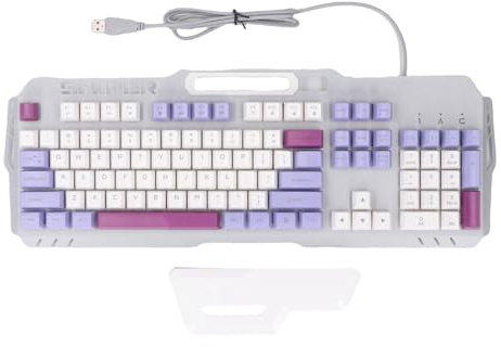 Topiky RGB Mechanical Gaming Tastatur, 104 Tasten Standard Layout Gaming Tastatur mit Handgelenksruhe, USB Kabel Farbenfrohe Hintergrundbeleuchtung Tastatur, Mechanische Tastatur für (Purple)