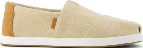 TOMS Men's Alpargata Recycled Cotton Canvas Loafer, Almond Herringbone Canvas/Tan Suede, 8 UK