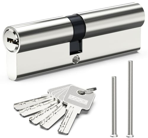 Euro Cylinder Lock 45/50, 95mm Euro Door Barrel Lock with 5 Keys | Solid Brass Core, High Security for UPVC, Wooden, Composite Doors Replacement Profile, 2 Fixing Screws & Tin Storage Box
