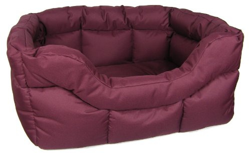 P & L Superior Pet Beds Heavy Duty Rectangular Waterproof Softee Bed, Large, 75 x 60 x 27 cm, Burgundy