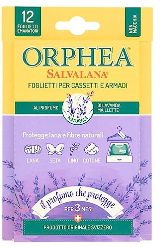 Orphea Salvalana Anti-Motten-Zettel mit natürlichem Lavendelduft, 4 Packungen