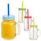 Excellent Houseware Mason Drinking Glass Jar Tumbler with Lid & Straw - Set of 4