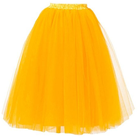 A Liittle Tree- 5 Layers Long Ladies Girls Women Ballet Fancy Tutu Skirts Underskirts Petticoat(Yellow)