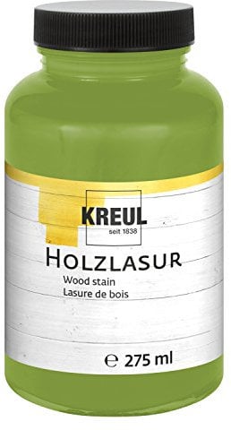 KREUL 78211 - Farbintensive Acryl Holzlasur, 275 ml Kunststoffglas in pistazie, für unbehandeltes, natürliches Holz und saugende Naturpapiere, fließend - flüssige Farbe auf Wasserbasis