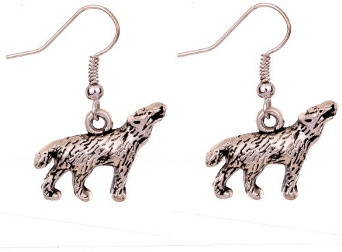 Yazilind Schmuck Punk Art tibetischen Silber Vivid Howl Wolf -Ohr-Draht -Haken baumeln Ohrringe - Geschenk-Idee