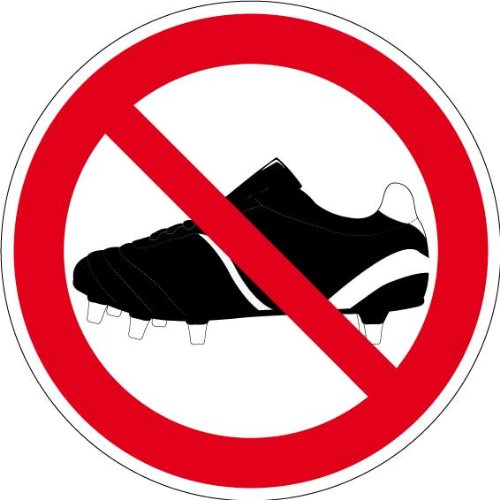 Verbotsschild Betreten mit Fußballschuhen verboten aus Kunststoff - in verschiedenen Größen erhältlich