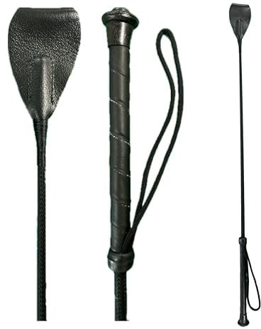 Gerte mit Leder Gerte und mit neuen 100% Fiberglas Schaft, Pferd Peitsche – Farbe wahl, schwarz