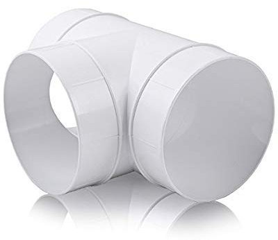 Blauberg UK 5 inch White Plastic Round Ducting Tee Junction Connector Hose Pipe Joiner Extractor Fan Tube 125 mm PVC Duct Joint T Piece for Domestic Air Conditioning Aircon Whole House Ventilation