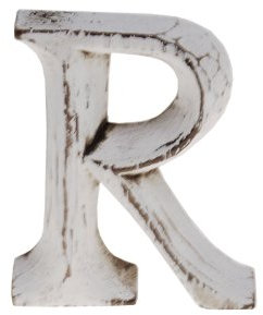 kadoh Holzbuchstabe R (8 cm) zum Aufstellen Handgemachte Buchstaben aus Holz im Vintage-Look als Deko (Creme-Weiß Vintage)