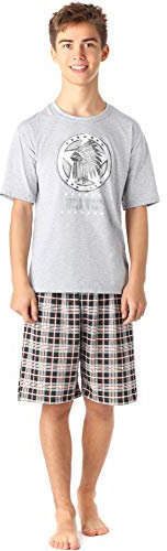 Timone Jungen Pyjama Langarm aus Baumwolle Set Zweiteiliger Schlafanzug Hausanzug TI112 (MelangeKariert6 (9632101), 176)