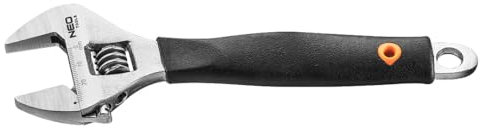 NEO TOOLS Rollgabelschlüssel Einmaulschlüssel aus Chrom-Vanadium Stahl – Einmaulschlüssel Verstellbar Adjustable Wrench mit Weichem Griff - Länge: 200