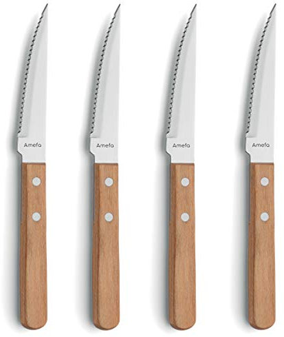 Amefa 7000WNMA1RB4 Pizza Ensemble de 4 Couteaux steak Bois