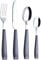 EXZACT Cubertería 16 Piezas Acero inoxidable con mangos anchos de plástico - 4 x cena tenedors, 4 x cuchillos, 4 x cucharas cena, 4 x cucharaditas - Servicio para 4 - WF232W (Gris)