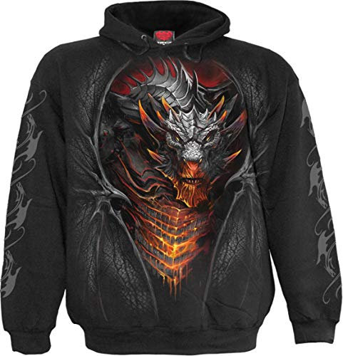 Spiral Draconis Uomo Felpa con Cappuccio Nero L 100% Cotone Regular