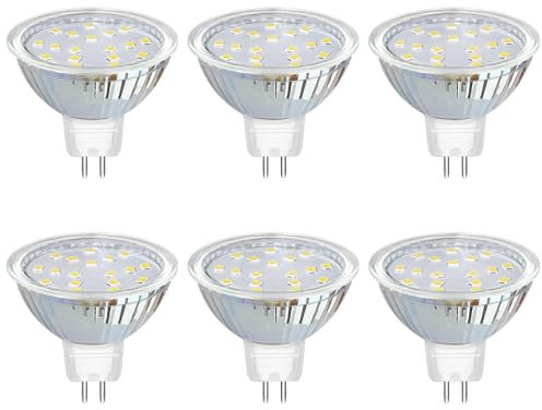 Akynite Deckenstrahler GU5.3 MR16 12V LED 3W Kaltweiß 6000K, 120 Grad, 300lm, GU5.3 20W Halogen Ersatz, 50mm AC DC 12V MR16 GU5.3 LED-Einbaustrahler Kaltweiss, nicht dimmbar, 6 Stück