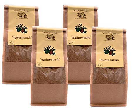 Wasgau Ölmühle - Bio Walnussmehl - 4 x 400 g - Mehl aus teilentölten Bio-Walnuss