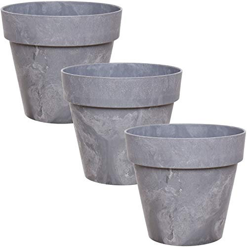 idea-station macetas plastico 3 x 14 cm - Aspecto hormigón Gris Oscuro - maceteros Decorativos Interior - jardineras Exterior