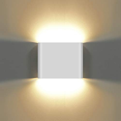 KAWELL 6W Modern Wandlampe LED Wandleuchte Up Down Aluminium Wandbeleuchtung Wasserdicht IP65 Innen Außen für Schlafzimmer Badezimmer Wohnzimmer Flur Treppen Korridor, Weiß 3000K