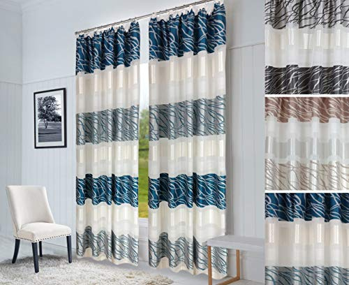 A-TEXTILE-24 Vorhang nach Maß Trondheim, Gardine nach Maß, Gardinen, maßgeschneidert, Kräuselband, Maßanfertigung von 70cm bis 330cm Höhe, Petrol (110cm Höhe x 145cm Breite)