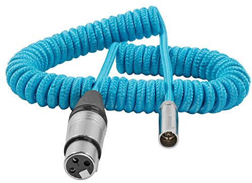 KONDOR BLUE | Coiled Mini XLR Male to XLR for C70 & BMPCC 4K/6K Pro Camera | 12-24 Connect Audio Device to Your Camera | Blue