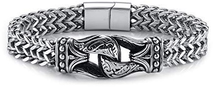 Zysta Herren Armband Keltischer Knoten Unendlichkeitszeichen Armband Edelstahl Panzerkette Armband Cuban Link Wikinger Gotik Biker Armreif für Männer Papa (Non gravur)