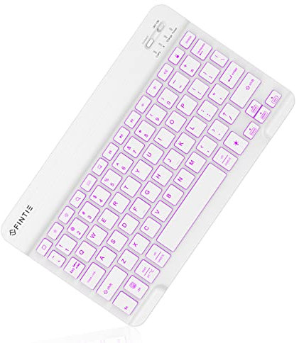 FINTIE Tastiera ultrasottile wireless Bluetooth retroilluminata da 10 pollici, retroilluminata a 7 colori, tastiera ricaricabile compatibile con iPad, tablet Samsung, iPhone, iOS, tablet Android