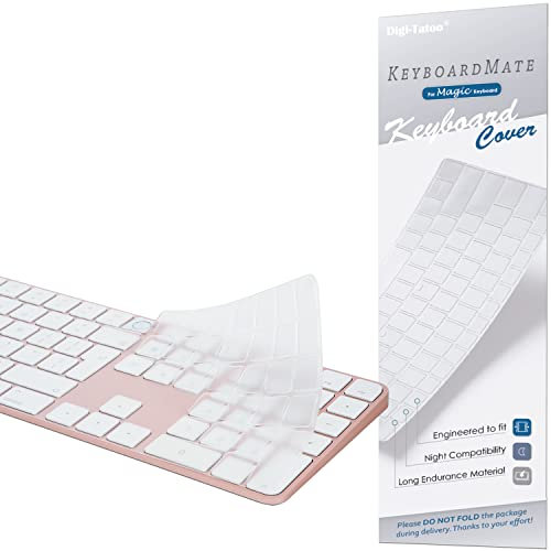 [Nicht für Version 2024 A3119] Tastaturabdeckung für iMac Magic Keyboard (europäisches Layout 7 Formen-Eingabetasten) (Modell A2520, Touch-ID-Version, mit Zahlen-Taste), ultradünne, transparente