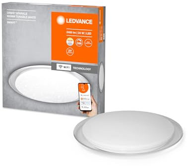 LEDVANCE ORBIS SPARKLE SMART+ WiFi Leuchte Ø 46cm, dimmbare LED Deckenleuchte für den Innenbereich, atemberaubender Glitzereffekt, 24W, einstellbare Farbtemperatur von 2700 - 6500K, 2500 Lumen, weiß