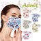 50 Stück Frühlingsblumen-Gesichtsmasken mit 3-lagigem Gesichtsfilter mit elastischer Ohrschlaufe, atmungsaktiv mit Blumendruck für Erwachsene (mehrfarbig-1)