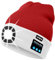ATNKE LED beleuchtete Bluetooth Beanie Kappe, wiederaufladbare USB-Musikalische Laufmütze mit extrem hellem 4 LED Licht wasserdichte Lampe für das Skifahren (Einheitsgröße, Weiß/Rot Weihnachten)