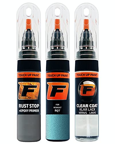 FIRANTO Kit Riparazione Vernice Auto per Renault RQT Bleu Celadon - Set rimuovi Graffi per Vernice Auto 3in1-15ml Primer, Pennarello ritocchi Vernice, Vernice lucidante