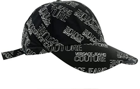 VERSACE JEANS COUTURE Hut aus Nylon, schwarz, Uni, Logo All Over, Schwarz