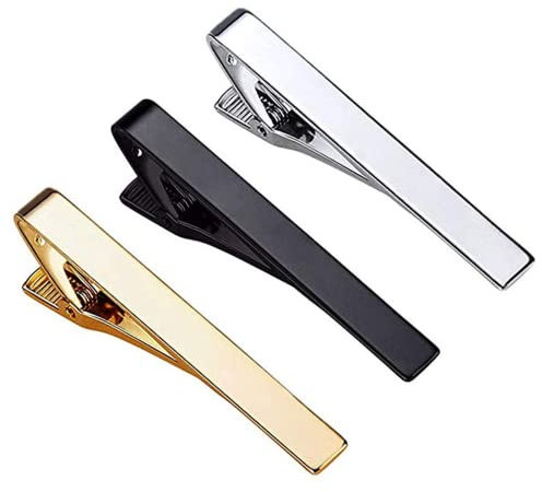 YKKJ Krawattennadel,Krawattenklammer 3 Stück Herren und Damen Tie Clip Set krawattennadeln für Hochzeit Business Clips (Gold Silber Schwarz)